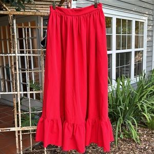 NWT Lanca Perfume made in Brazil full ruffle hem red maxi skirt